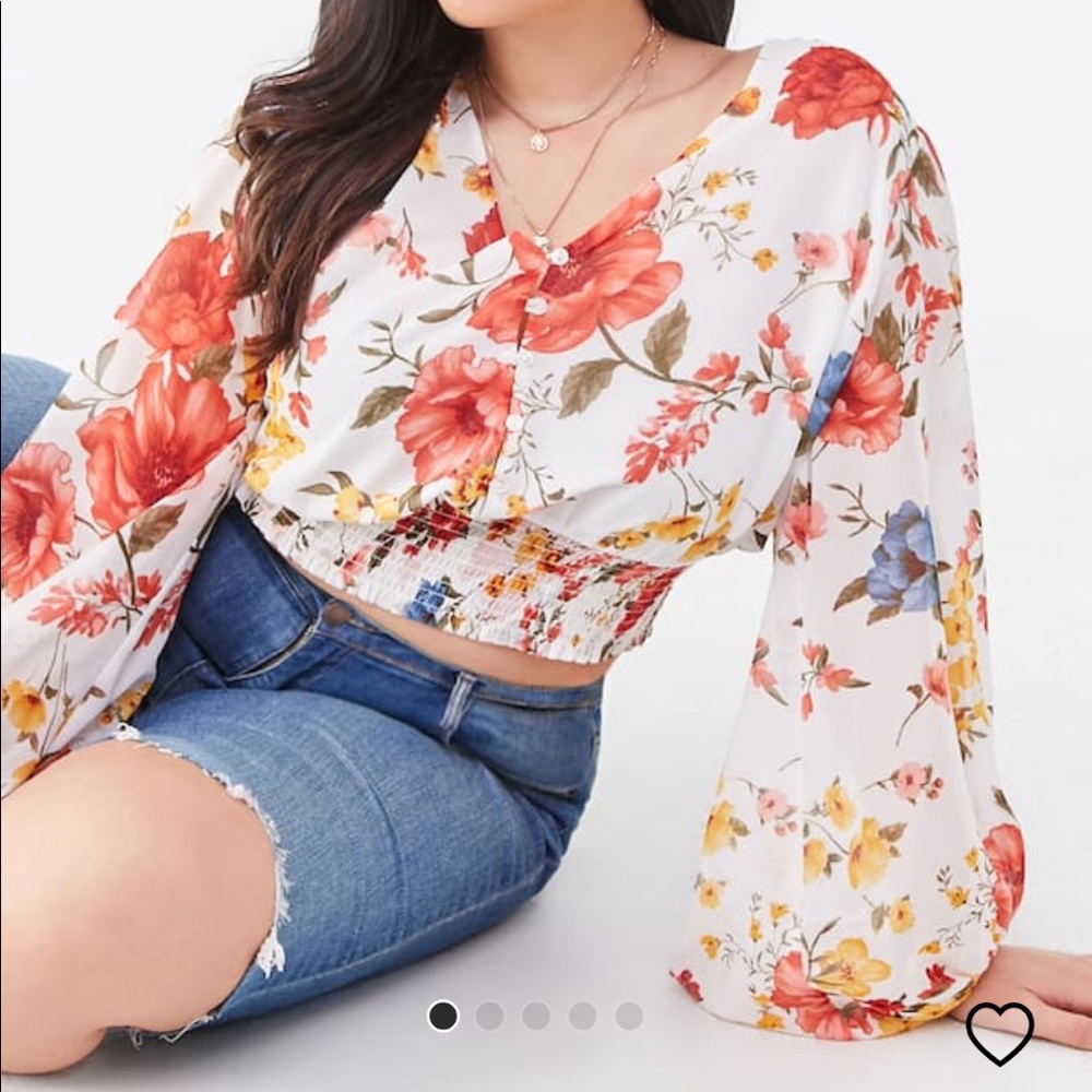 ISO !!! Forever 21 Plus Floral Smocked Crop Top